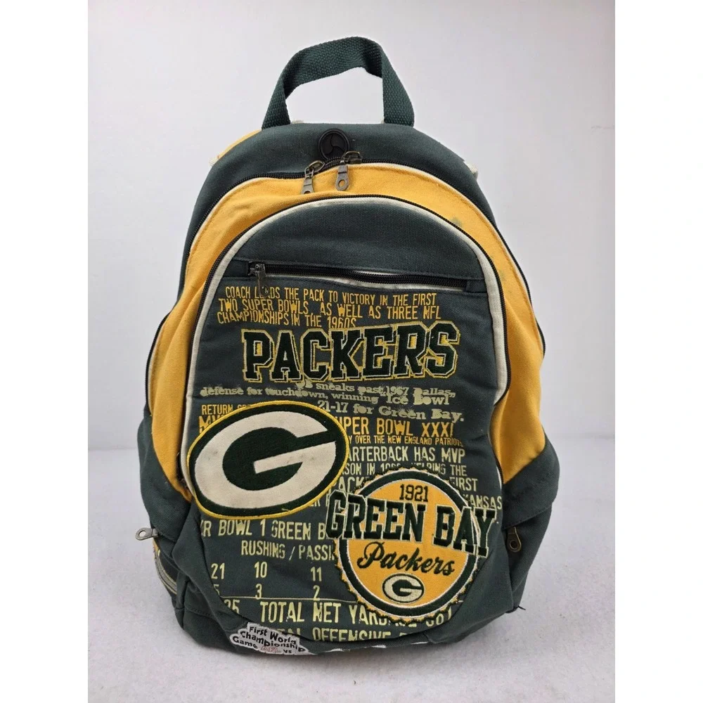Green Bay Packers Historical Retro Embroidered Logos Super Bowl Patch Backpack‎